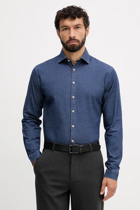 Lindbergh koszula jeansowa z elastanem granatowy 30.203652