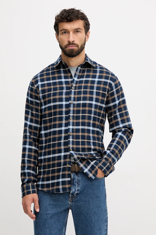 Lindbergh koszula bawełniana wzorzyste granatowy 30.203792