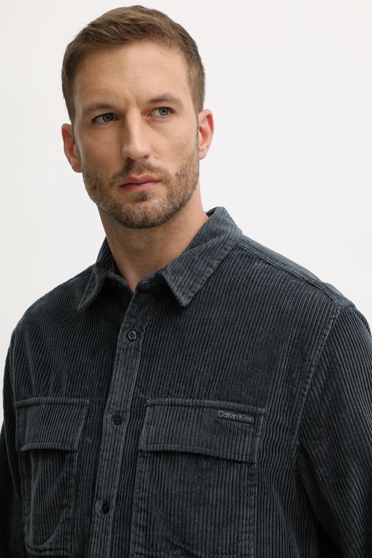 Menčestrová košeľa Calvin Klein Jeans tmavomodrá LV04RD106G