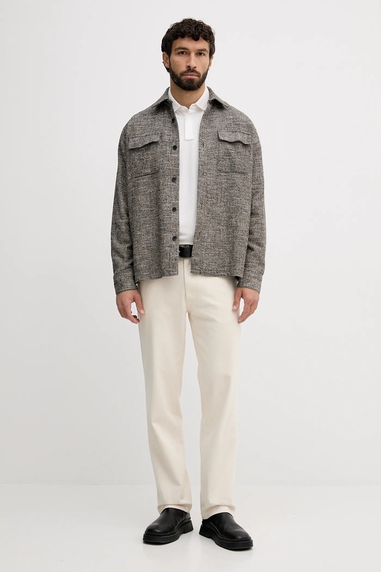 Karl Lagerfeld koszula z dodatkiem wełny 554025.605975 czarny AW25