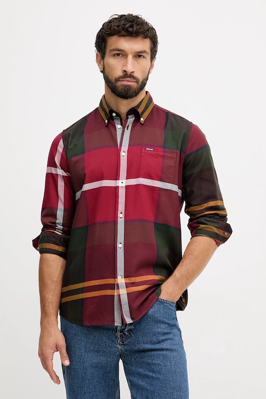 Хлопковая рубашка Barbour DUNOON узор бордо MSH4980
