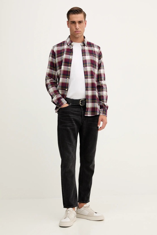 Barbour koszula bawełniana CROSSFELL MSH4995 bordowy AW25