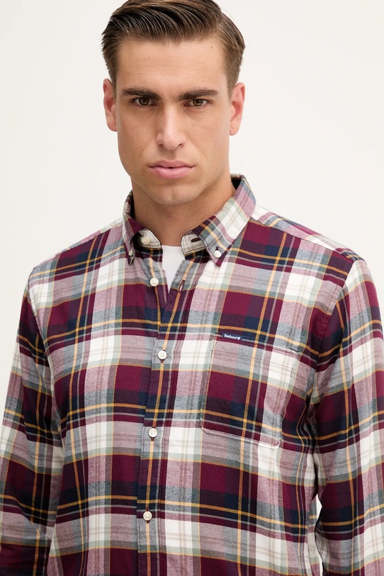 Barbour koszula bawełniana CROSSFELL bordowy MSH4995