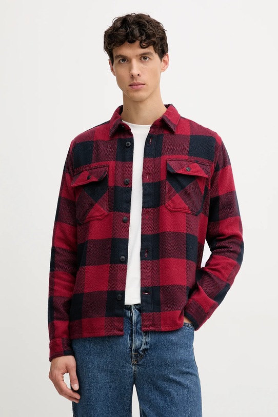 Barbour koszula bawełniana BERTOW wzorzyste granatowy MSH5645