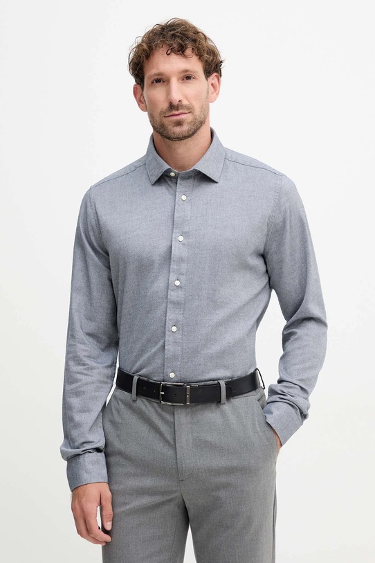 Βαμβακερό πουκάμισο Barbour ELMFIELD μακρύ σκούρο μπλε MSH5682