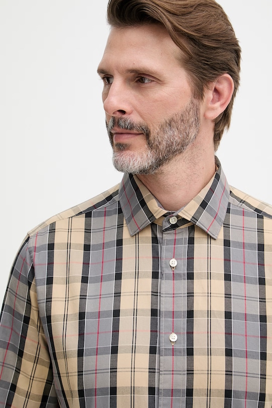 Barbour koszula męska bawełniana KENTON beżowy MSH5689