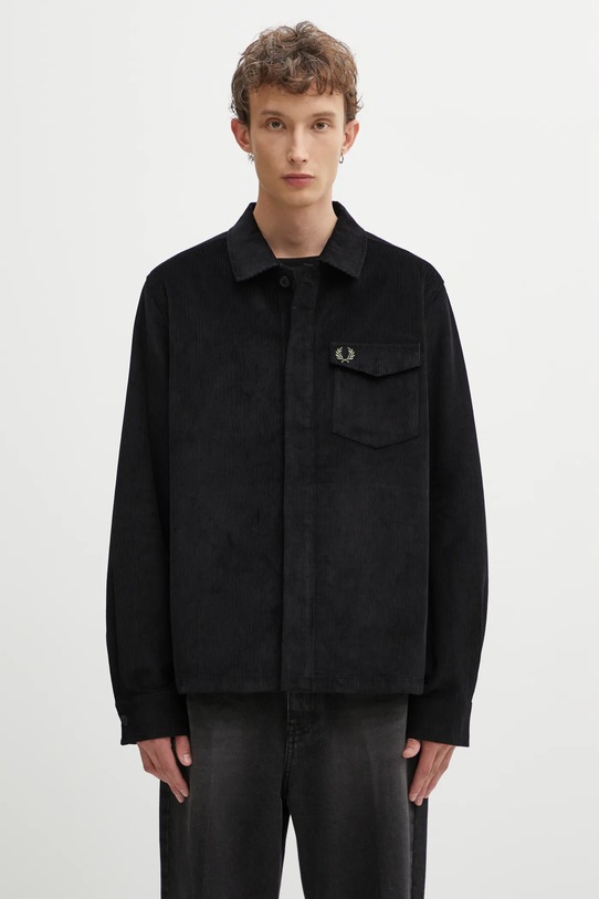 Fred Perry koszula sztruksowa gładkie czarny M1717