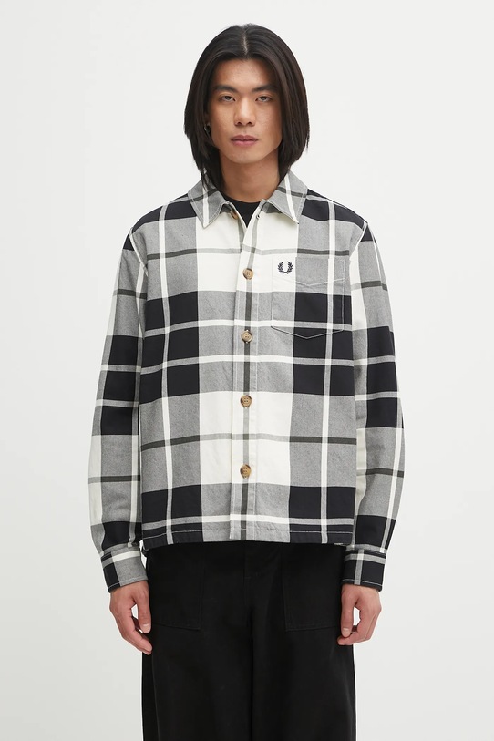 Fred Perry koszula bawełniana wzorzyste beżowy M1724