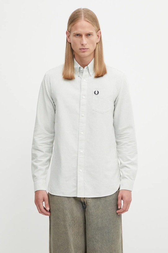 Fred Perry koszula bawełniana wzorzyste zielony M1736