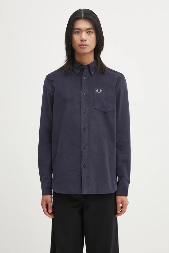 Fred Perry koszula bawełniana gładkie granatowy M1737