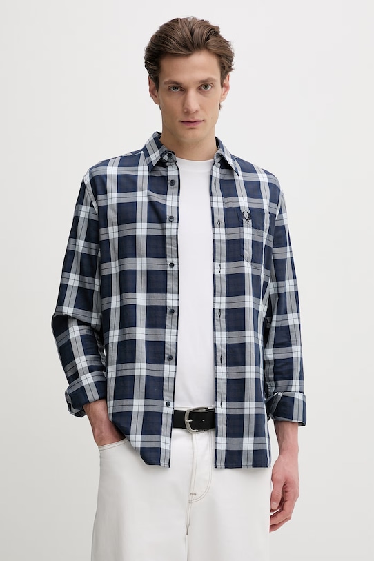 Fred Perry koszula bawełniana wzorzyste granatowy M1742