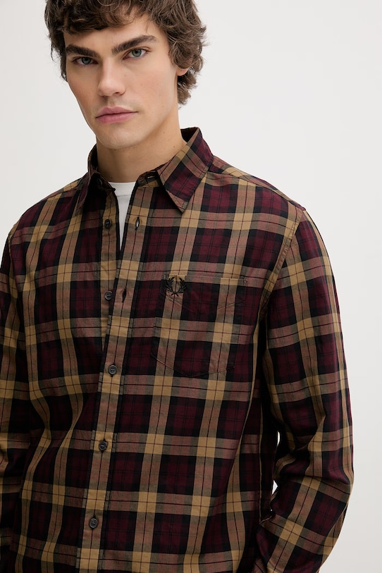 Fred Perry koszula bawełniana bordowy M1742