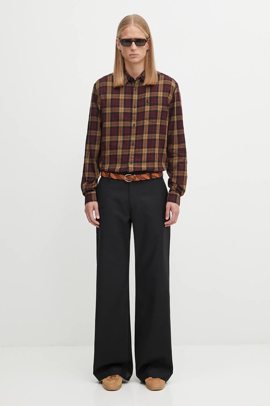 Βαμβακερό πουκάμισο Fred Perry M1742 μπορντό