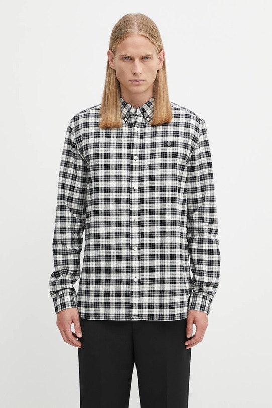 Fred Perry koszula bawełniana wzorzyste beżowy M1743