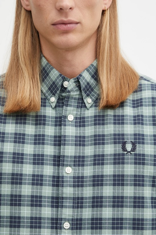 Bavlněná košile Fred Perry zelená M1743