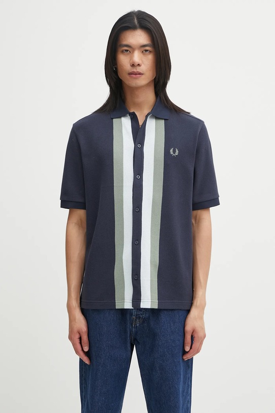 Fred Perry koszula bawełniana wzorzyste granatowy M8522