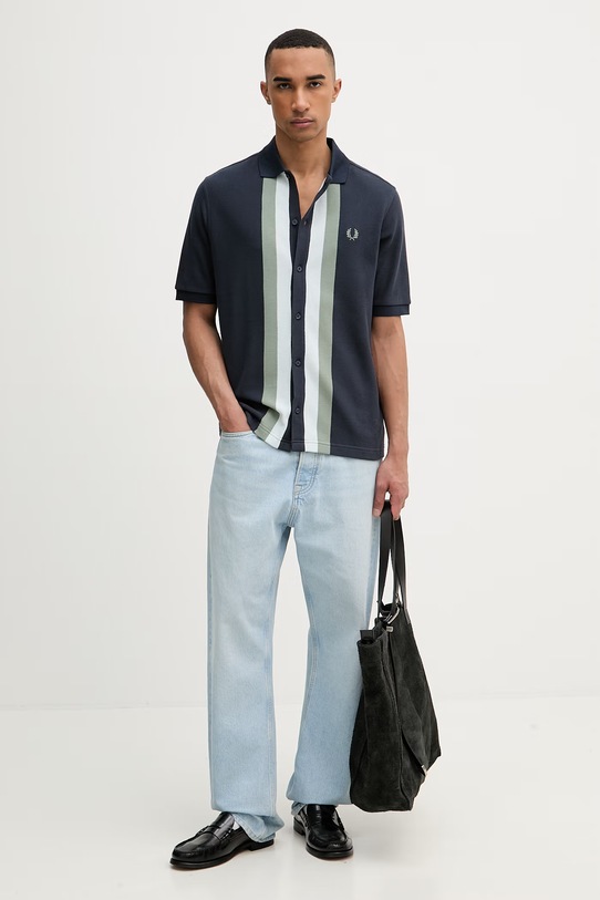 Fred Perry koszula męska bawełniana M8522 granatowy AW25