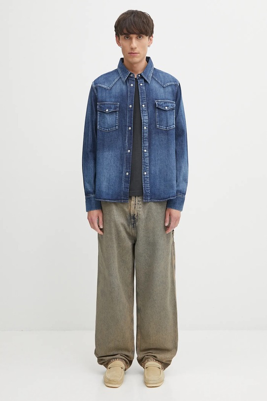 Visvim camicia di jeans social sculpture shirt 125105007001 blu navy