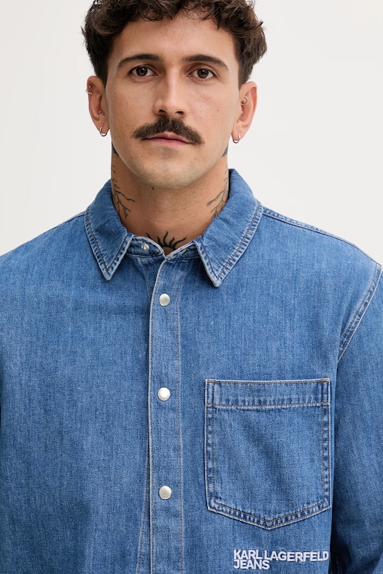 Karl Lagerfeld Jeans koszula jeansowa niebieski A4M16001