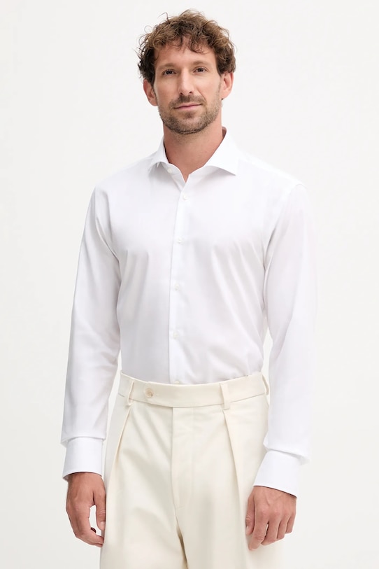 BOSS koszula bawełniana bawełna biały 50550925