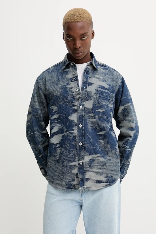Hugo Blue koszula jeansowa wzorzyste niebieski 50549794