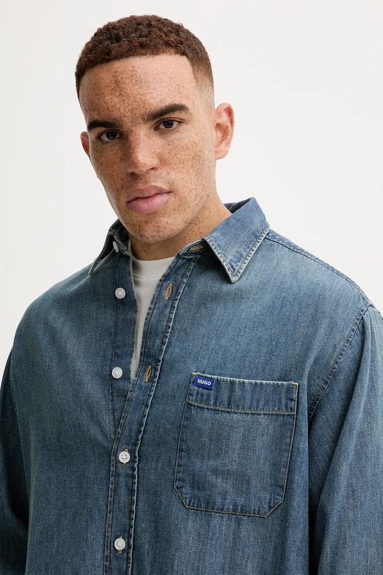 Hugo Blue camicia di jeans violetto 50549842
