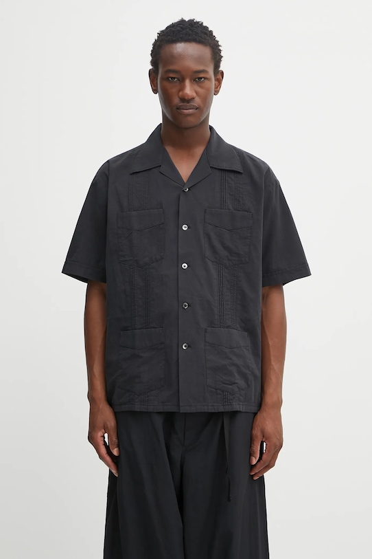 Bavlněná košile NEIGHBORHOOD guayabera shirt ss regular černá 251AQNH.SHM05