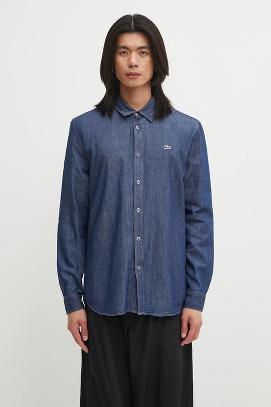 Lacoste koszula bawełniana jeansowa bawełna niebieski CH9084