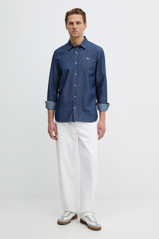 Lacoste camasa din bumbac denim CH9084 albastru AW25