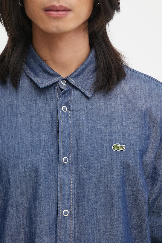 Lacoste koszula bawełniana jeansowa niebieski CH9084