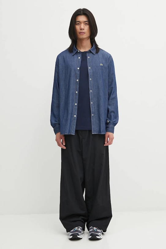 Lacoste koszula bawełniana jeansowa CH9084 niebieski