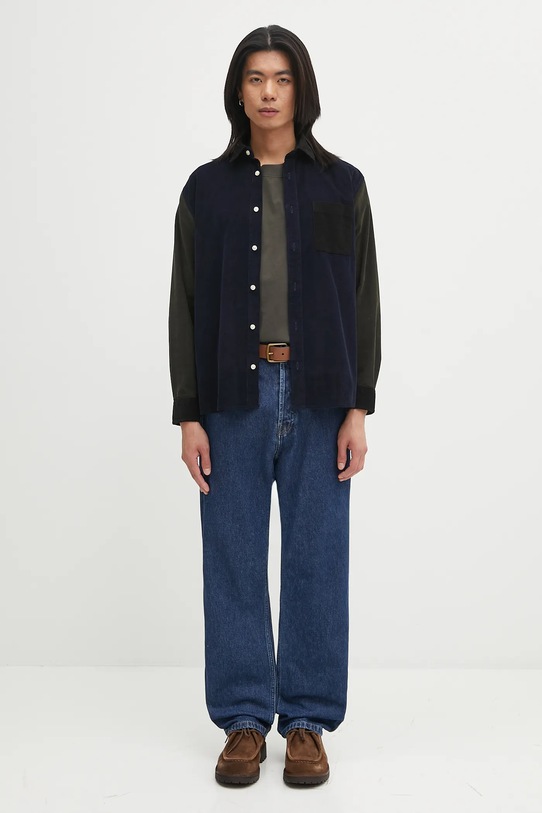 Barbour cămașă din velur Patchwork OS Cord Shirt MSH5688MI32 bleumarin