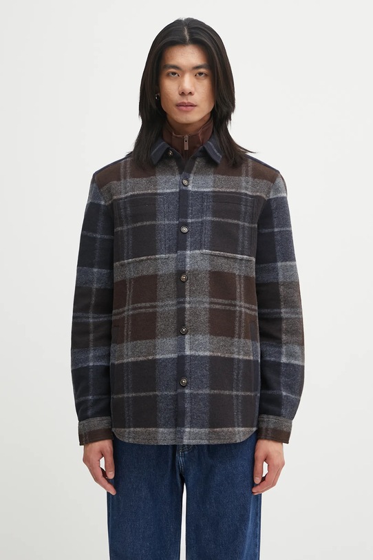 Barbour kurtka Chapter Tailored Check Overshirt nieocieplane granatowy MOS0400TN38