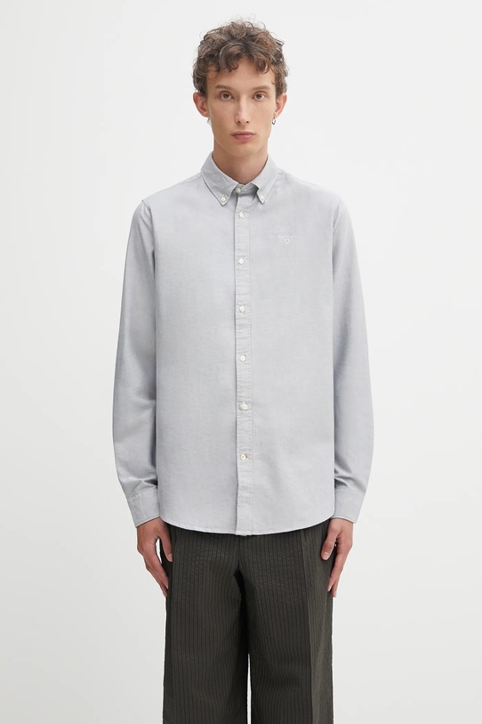 Памучна риза Barbour Oxtown Tailored Shirt вталена сив MSH5301BU43