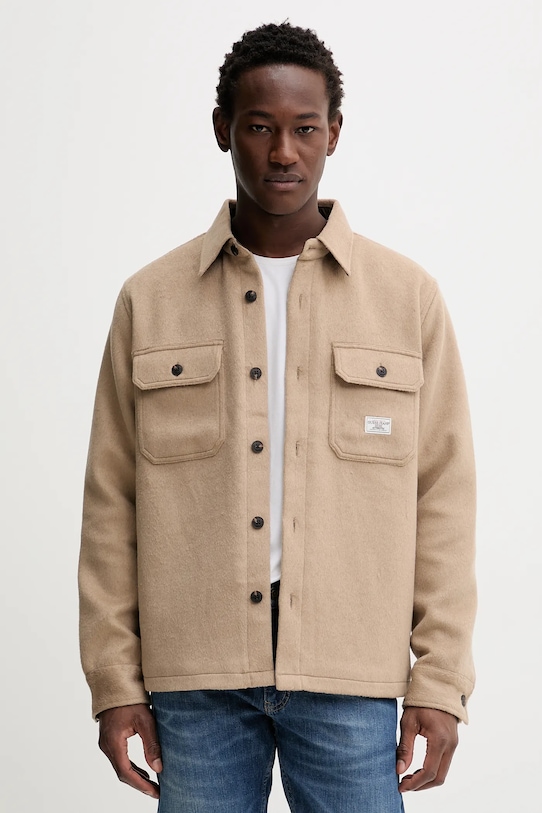 Guess Jeans kurtka z dodatkiem wełny pozostałe beżowy M5BH68.WI542