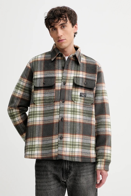 Куртка з додаванням вовни Guess Jeans злегка утеплена сірий M5BH68.WI542