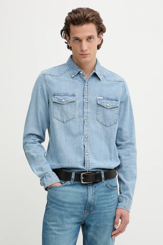Guess Jeans koszula jeansowa bawełna niebieski M5RH55.D5M82