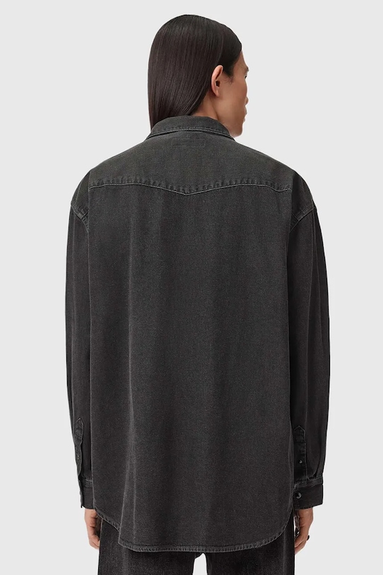 Τζιν πουκάμισο AllSaints FENTON M054SD μαύρο AW25