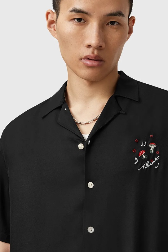 Πουκάμισο AllSaints FUNGI M057SD μαύρο AW25