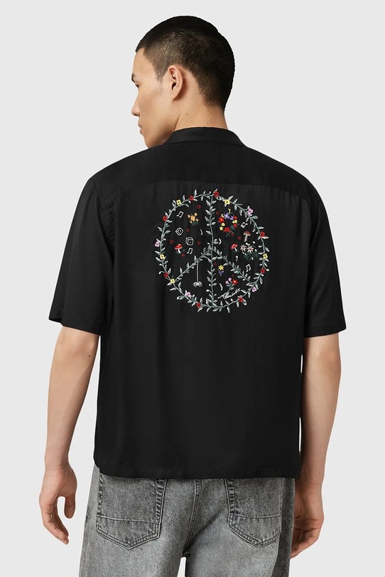 Πουκάμισο AllSaints FUNGI μαύρο M057SD