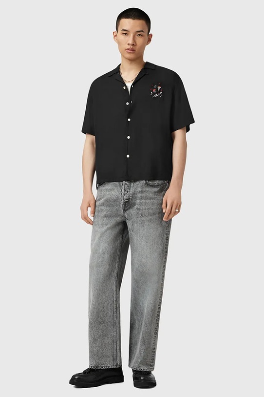 Πουκάμισο AllSaints FUNGI M057SD μαύρο