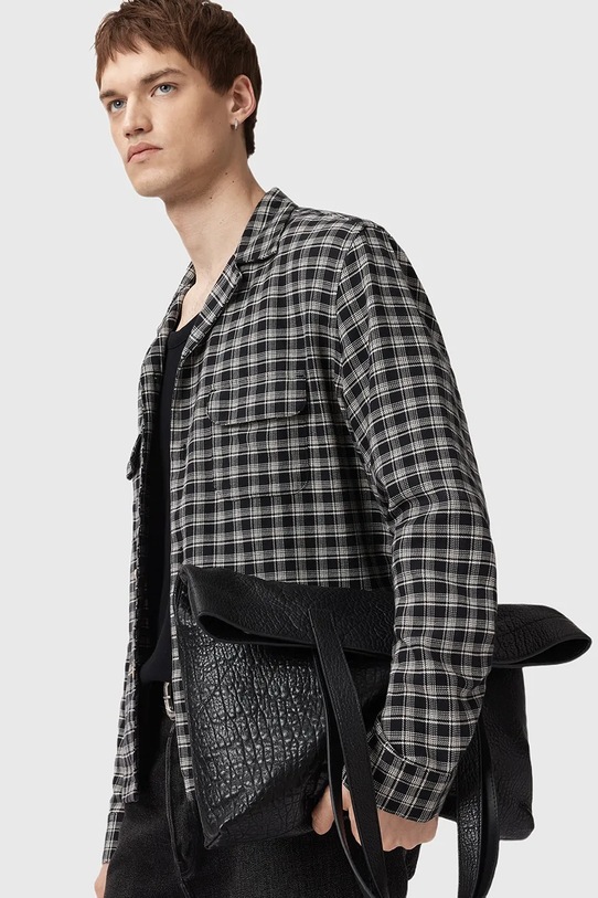 Βαμβακερό πουκάμισο AllSaints HORTON μαύρο M035SD