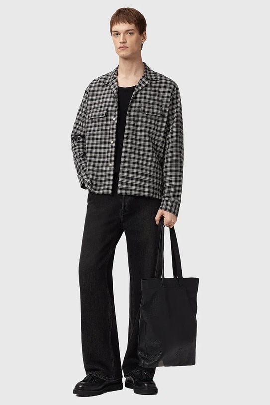 Βαμβακερό πουκάμισο AllSaints HORTON M035SD μαύρο