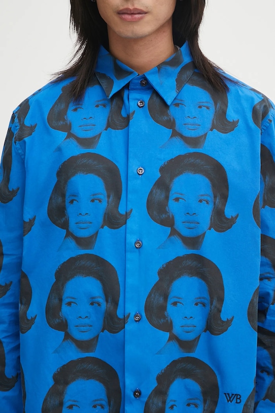 Wales Bonner koszula bawełniana Selah Shirt niebieski MA25SH05.CO11.599