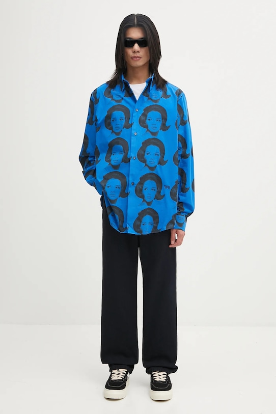 Wales Bonner koszula bawełniana Selah Shirt MA25SH05.CO11.599 niebieski