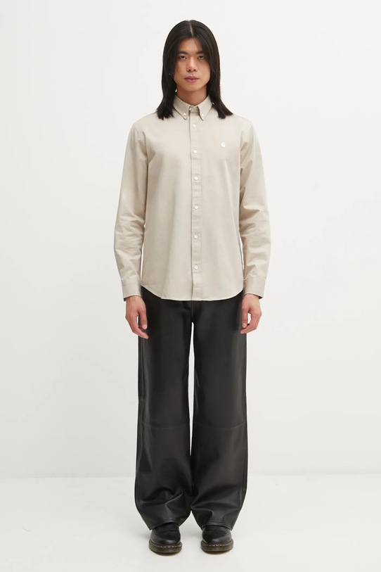 Carhartt WIP koszula bawełniana L/S Madison Shirt I023339.2V4XX beżowy