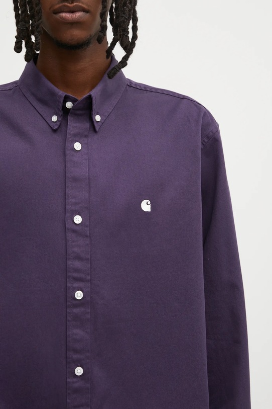Carhartt WIP koszula bawełniana L/S Madison Shirt fioletowy I023339.39FXX