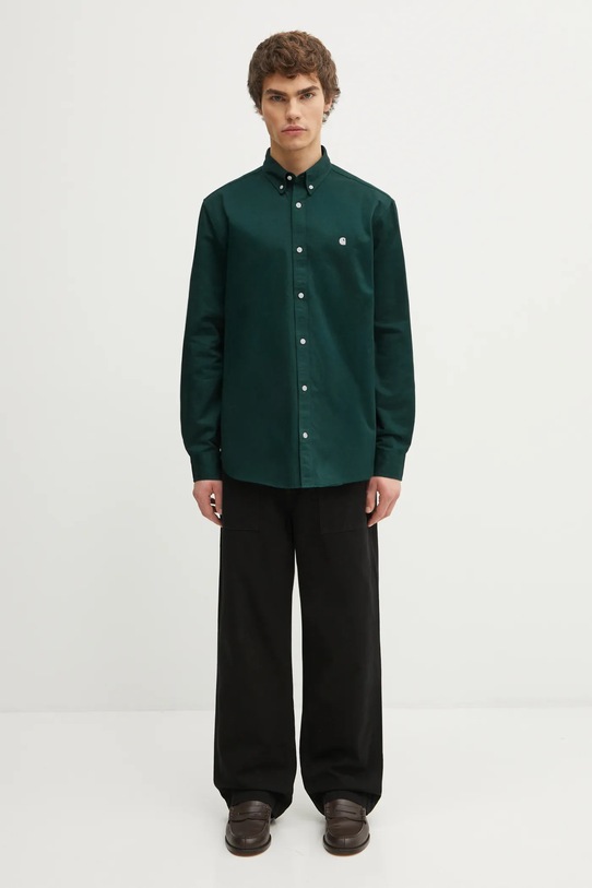 Carhartt WIP koszula bawełniana L/S Madison Shirt I023339.36IXX zielony