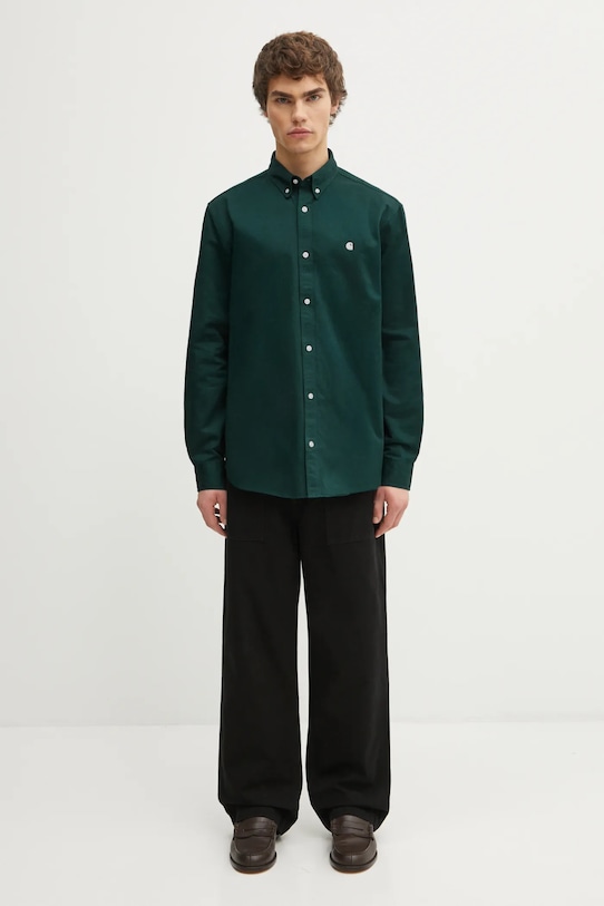 Carhartt WIP koszula bawełniana L/S Madison Shirt I023339.36IXX zielony