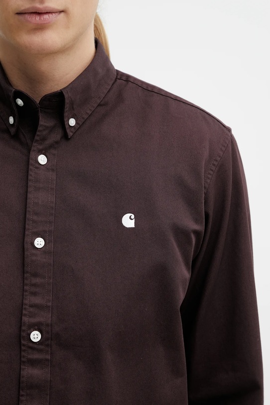 Памучна риза Carhartt WIP L/S Madison Shirt кафяв I023339.39GXX